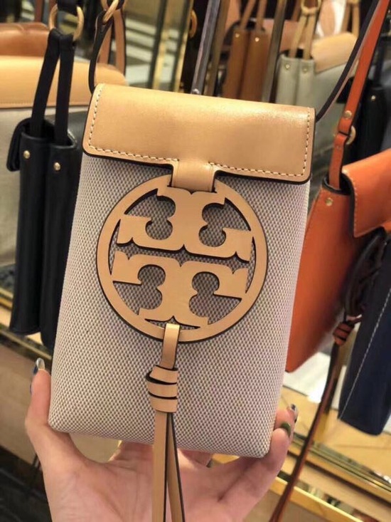 Tory Burch Handbags - Tory Burch Two-Tone Beige and Light Pink Crossbody Phone Bag